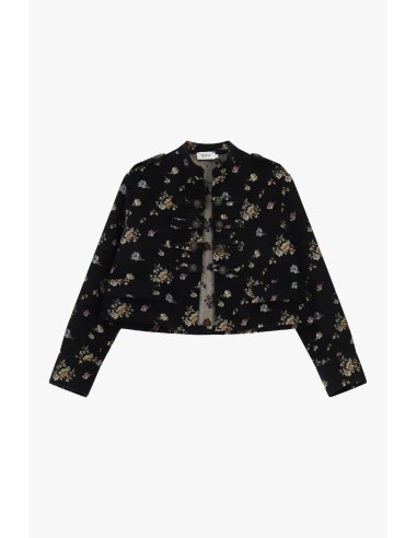 Cropped overhemdjasje met bloemenprint en knopen, alsjeblieft
