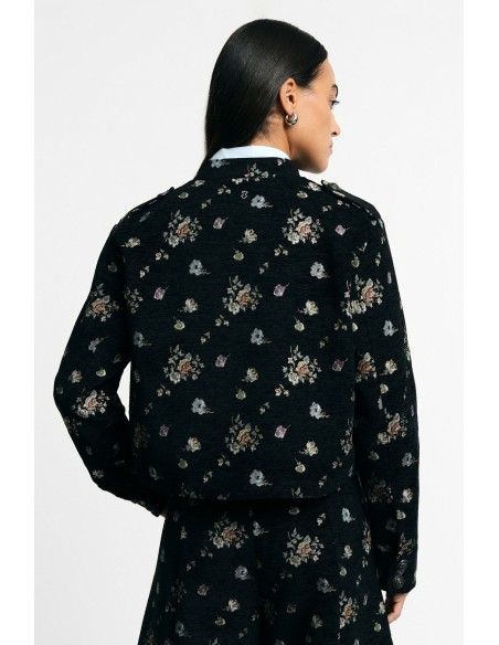 Cropped overhemdjasje met bloemenprint en knopen, alsjeblieft