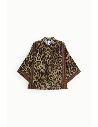 Ruimvallende blouse met dierenprint en driekwartmouwen Dixie