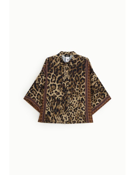 Ruimvallende blouse met dierenprint en driekwartmouwen Dixie