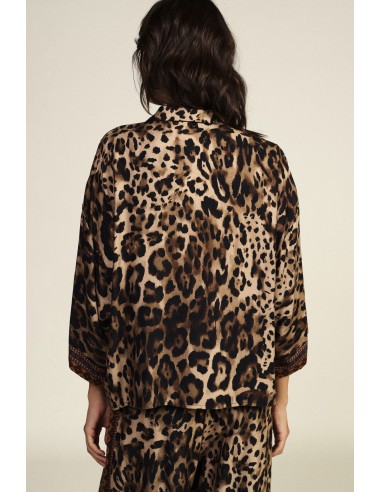 Ruimvallende blouse met dierenprint en driekwartmouwen Dixie