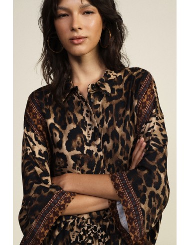 Ruimvallende blouse met dierenprint en driekwartmouwen Dixie