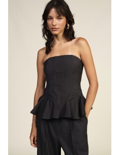 Dixie strapless top met gerimpelde volant