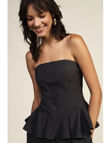 Dixie strapless top met gerimpelde volant