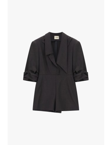 Korte jumpsuit met reverskraag en gerimpelde mouwen Dixie