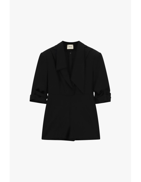Korte jumpsuit met reverskraag en gerimpelde mouwen Dixie