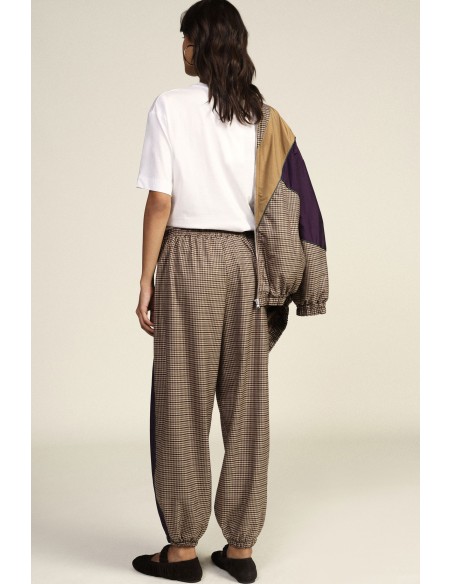 Dixie joggingbroek met microcheck-patroon en zijstrepen