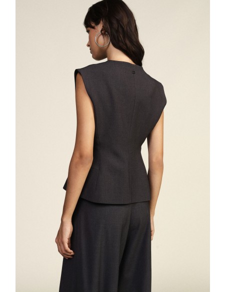 Dixie mouwloos vest met knoopsluiting aan de voorkant