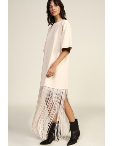 Lange T-shirtjurk met decoratieve franjes Dixie