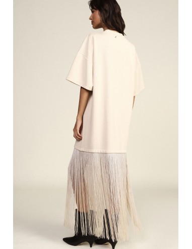 Lange T-shirtjurk met decoratieve franjes Dixie