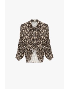Dixie Blouse met Bloemenprint en Knoopdetail aan de Voorkant 2