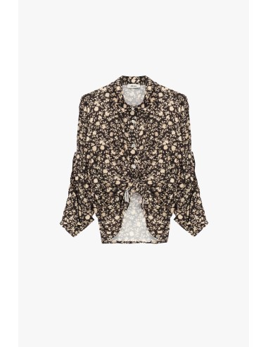 Dixie Blouse met Bloemenprint en Knoopdetail aan de Voorkant