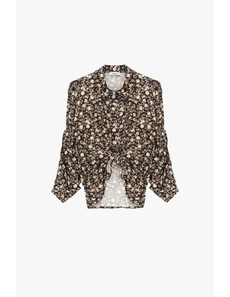 Dixie Blouse met Bloemenprint en Knoopdetail aan de Voorkant