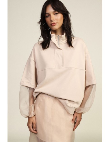 Sweater met transparante pofmouwen en rits van Dixie