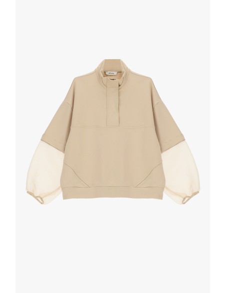 Sweater met transparante pofmouwen en rits van Dixie