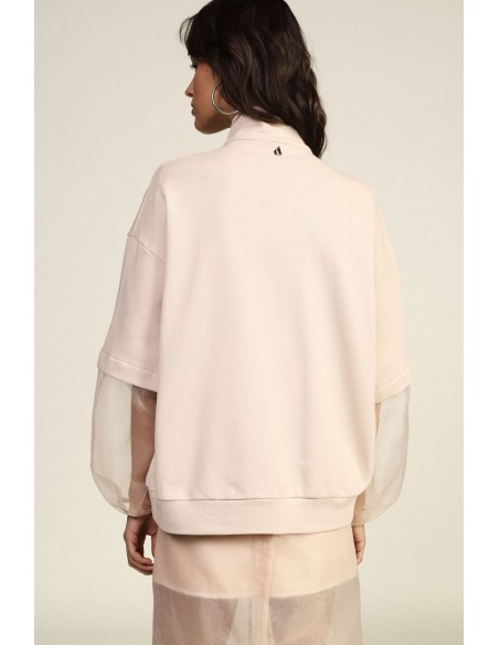 Sweater met transparante pofmouwen en rits van Dixie