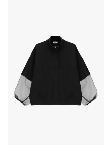 Sweater met transparante pofmouwen en rits van Dixie