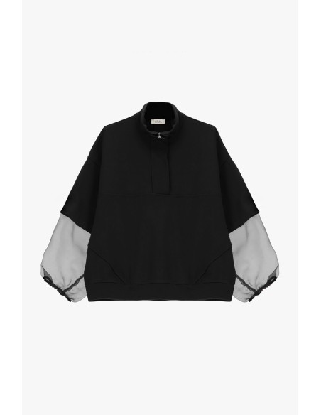 Sweater met transparante pofmouwen en rits van Dixie