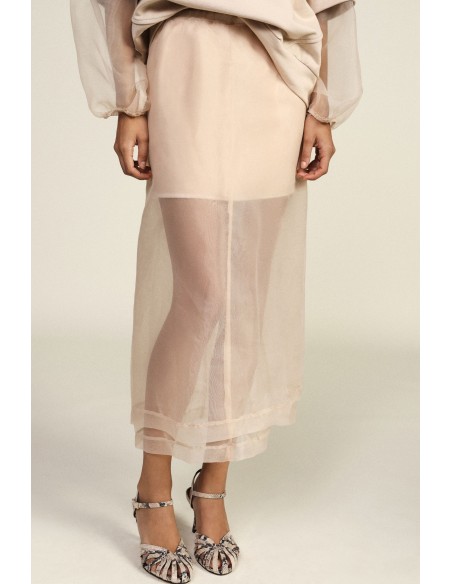 Midi-rok met dubbele laag en elastische taille Dixie