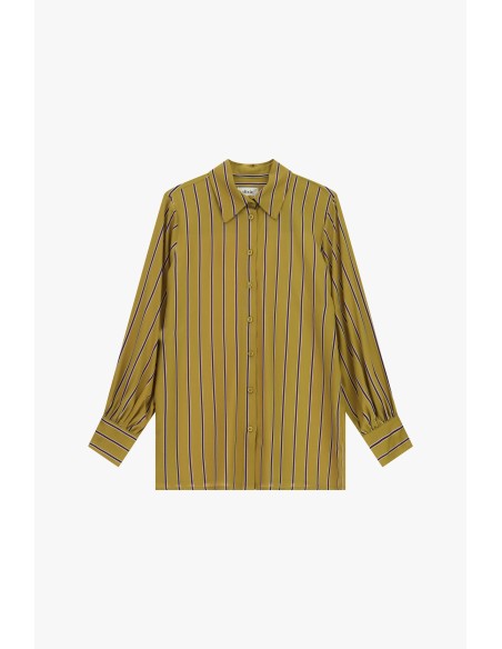 Dixie blouse met verticale strepen en manchetten met knopen