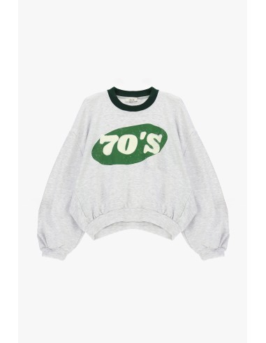 Dixie ronde-hals sweatshirt met 70's-print en asymmetrische onderkant