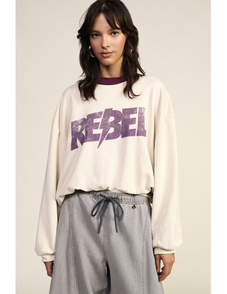 Rebel Dixie-sweater met ronde hals en grafische print