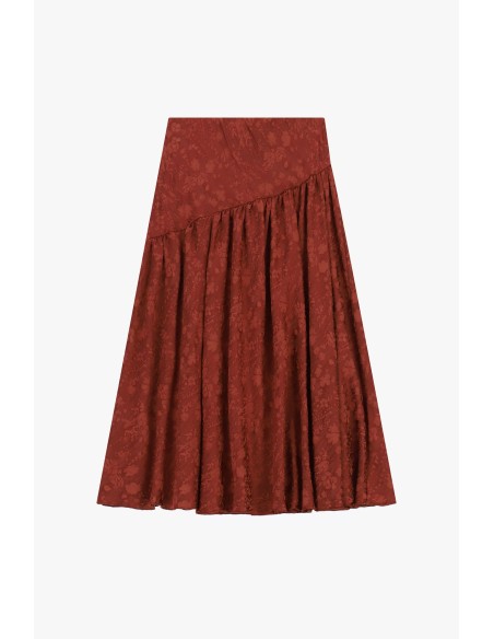 Midi-rok met bloemenmotief en asymmetrische snit van Dixie