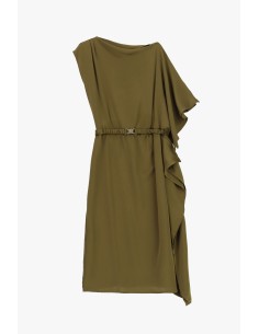 Asymmetrische midi-jurk met ceintuur en volant Dixie 2