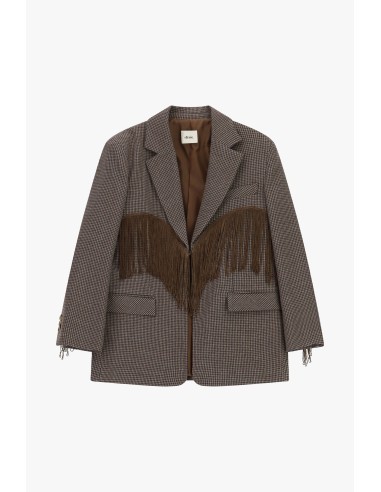 Dixie geruite blazer met decoratieve franjes en zakken