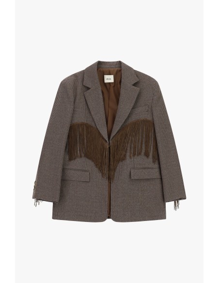 Dixie geruite blazer met decoratieve franjes en zakken