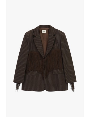 Gestreepte blazer met decoratieve franjes Dixie