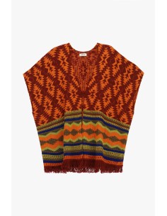Dixie Geometrische Fantasieponcho met franjes 2