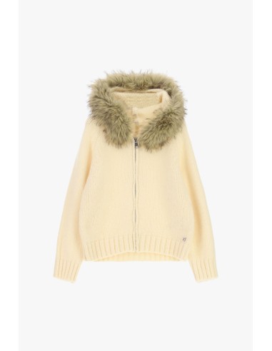Dixie vest met rits en capuchon met bontrand