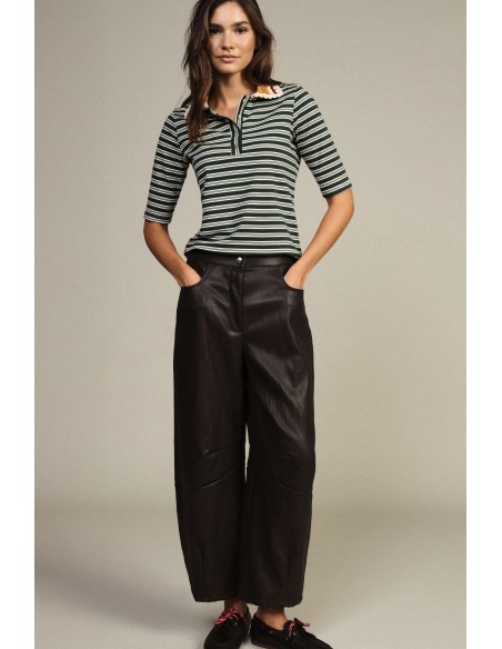 Dixie Wijde broek met hoge taille en schuine zakken