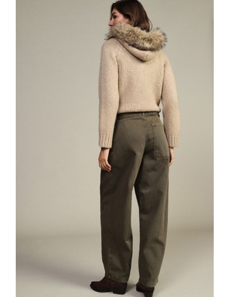 Dixie Palazzo-broek met hoge taille, riem en plooien