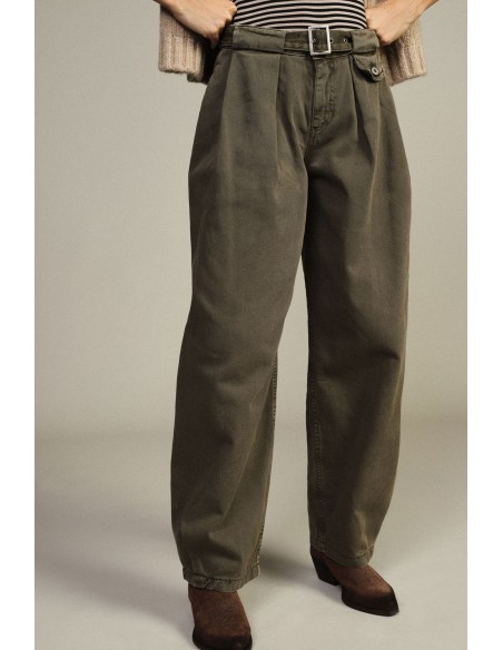 Dixie Palazzo-broek met hoge taille, riem en plooien