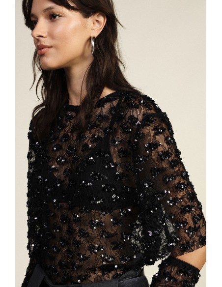 Getextureerde cropped top met afneembare mouwen Dixie