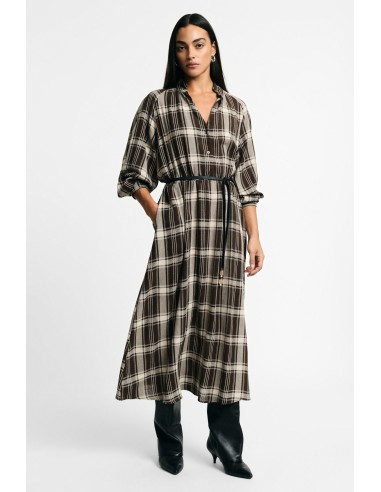 Lange geruite jurk met verstelbare riem Please