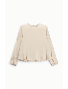 Ronde hals blouse met ruches en lange mouwen, alstublieft 2
