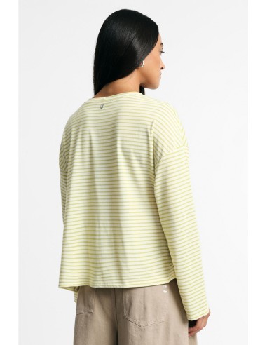 Gestreept T-shirt met zijknoop en lange mouwen alstublieft