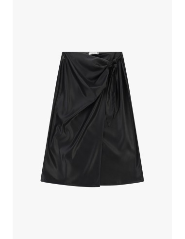 Midi-rok met zijknoop en drapering alstublieft