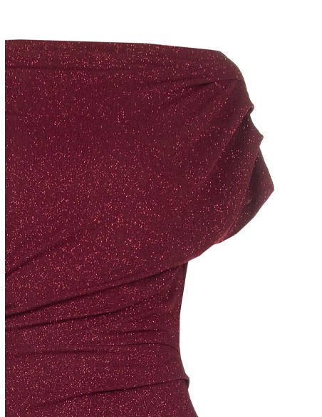 Nauwsluitende jurk van lurex met glittereffect en draperieën Rinascimento