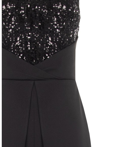 Palazzo-jumpsuit van scuba-crêpe met lijfje met pailletten Rinascimento