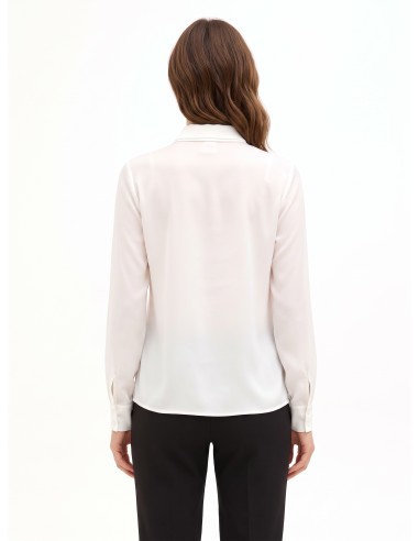 Vloeiende blouse van satijn en georgette met das Rinascimento