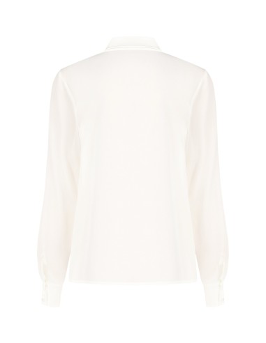 Vloeiende blouse van satijn en georgette met das Rinascimento