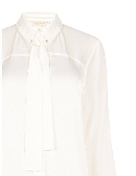 Vloeiende blouse van satijn en georgette met das Rinascimento