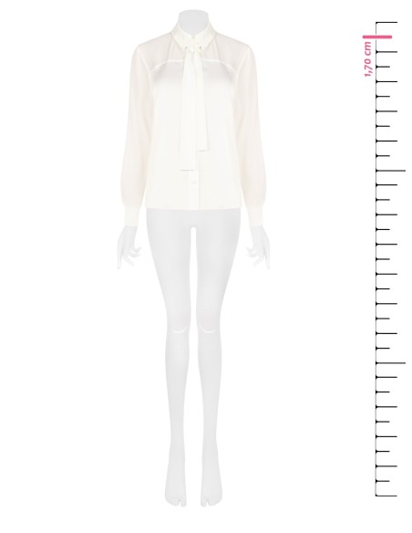 Vloeiende blouse van satijn en georgette met das Rinascimento