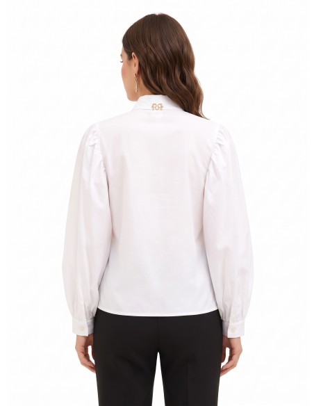 Katoenen blouse met maxi-strik en verborgen knopen Rinascimento