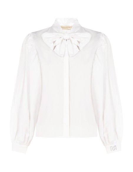 Katoenen blouse met maxi-strik en verborgen knopen Rinascimento