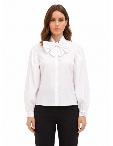 Katoenen blouse met maxi-strik en verborgen knopen Rinascimento